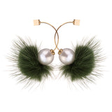 Fuzzy Ball Ear Drop Artificial Pearl Cute Earrings 