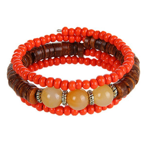 Bohemia Multilayer Wood Resin Tibetan Buddhist Bead Bracelet