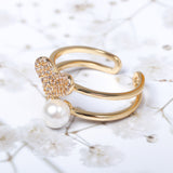 Fashion Open End Ring 18K Gold Plated Zirconia