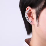 925 Sterling Silver Earrings Leaf Full Zirconia Ear Cuff