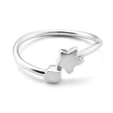 Simple Alloy Diamond Stars Plane Adjustable Rings for Women