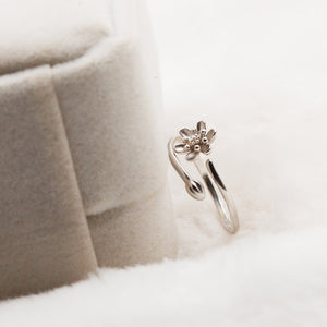 Fashion Platinum Plated Silver Ring Ethnic Lotus Flower Open