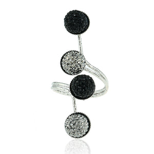 Fashion Alloy Black Statement Shiny Stone Ball Knuckle Ring