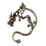 Unisex Statement Punk Dragon Ear Cuff Black Gold Ear Clip