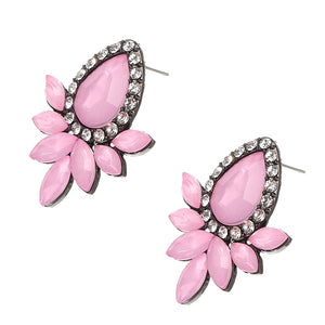 Sweet Drop Rhinestones Women's Crystal Flower Leaf Earrings