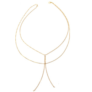 Gold Double Layer Lady Chain Elegant Women Necklace Ornament