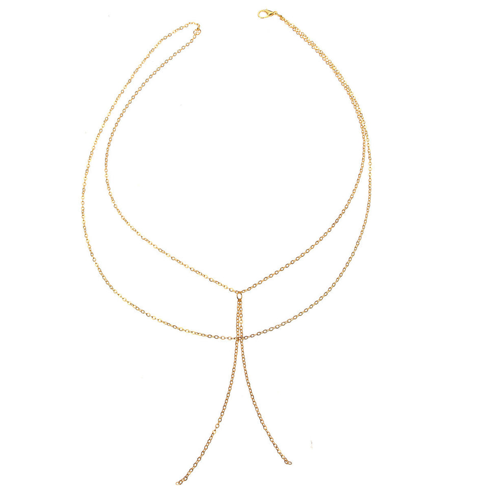 Gold Double Layer Lady Chain Elegant Women Necklace Ornament