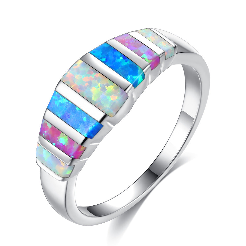 Unisex Trendy Colorful Opal Casual Rings Wedding Jewerly