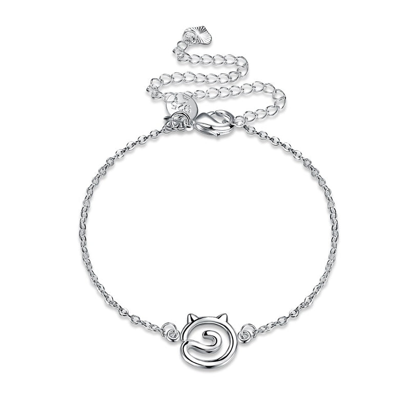 YUEYIN Trendy Silver Plated Cat Shape Anklet Foot Chain