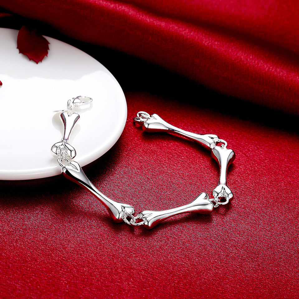 YUEYIN Simple Silver Bone Buckle Bracelet 