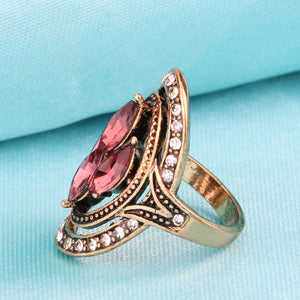 Bohemian Red Gemstone Crystal Finger Rings for Women