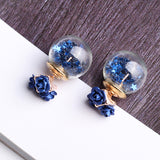 Trendy Colorful Glass Ball Stars Ear Stud Flower Earrings