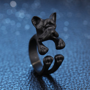 Cute Unisex Finger Rings Open Adjustable Dog Head Rings