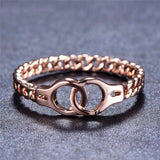 Creative Handcuffs Linkded Rose Gold Finger Rings Simple