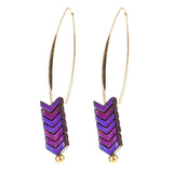 Trendy Stylish Natural Ore Multicolor Texture Arrowhead Earring Jewelry for Women