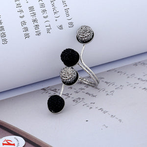 Fashion Alloy Black Statement Shiny Stone Ball Knuckle Ring