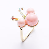 Women's Balancing Style Cute Ring Pink Pearl Rhinestone Ring Clothing Accessories