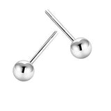 1pc Trendy 999 Sterling Silver Round Bead Ear Stud Earring