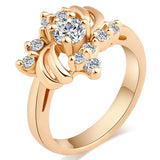 Trendy Flower Gold Rings Luxury Zirconia Ring Wedding