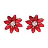 Sweet Women's Colorful Flower Rhinestones Crystal Earrings