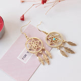 Trendy Feather Charm Earring Gold Leaf Hollow Women Earrings