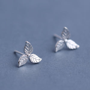 Sweet 925 Sterling Silver Earrings Fashion Leaf Simple