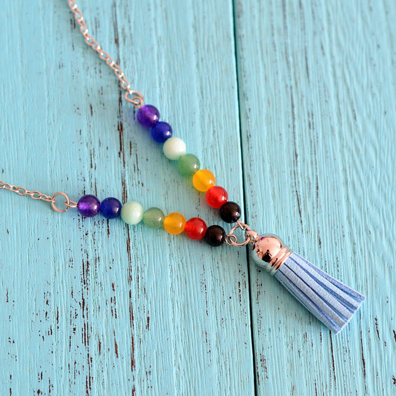 Fashion Natural Stone Colorful Buddha Beads Tassel Necklace