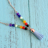 Fashion Natural Stone Colorful Buddha Beads Tassel Necklace