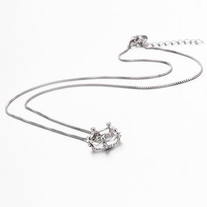 Trendy Silver Plated Necklace Dazzling Cubic Zirconia Crown