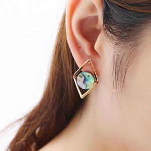 Fashion 18K Gold Plated Unique Design Punk Colorful Natural Stone Ear Stud Women Earrings Best Gift