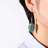 Vintage Bohemian Hollow Leaf Drop Earrings for Women