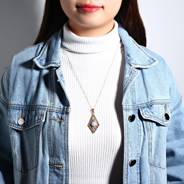 harNatural Stone Multicolor Crystal Heart Geometric Necklace