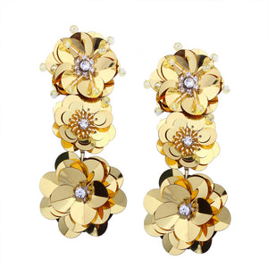 Trendy Hand-made Sequins Three-dimensional Flowers Earrings