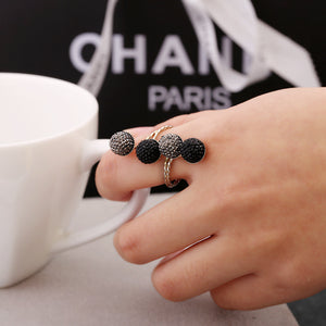 Fashion Alloy Black Statement Shiny Stone Ball Knuckle Ring