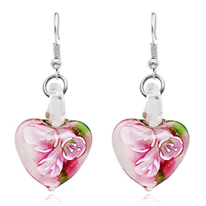 Flower Pattern Heart Dangle Earring for Women