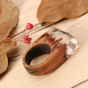 Secret Forest Creative Handmade Snowscape Charm Wood Ring Unique Gift for Men and Women