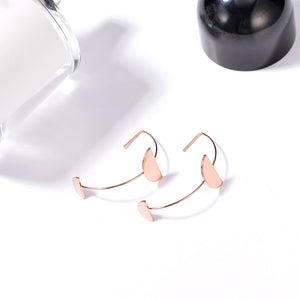 Fashion Simple Style Rose Gold Plated Arc Line Semicircle Charm Earrings Jewelry for Women