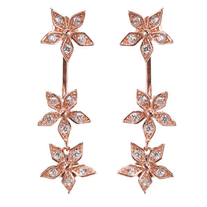 925 Sterling Silver Flower Earrings Dazzling Zirconia