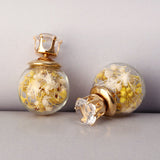 Trendy Ear Stud Double Color Baby's Breath Glass Ball Flower Earrings