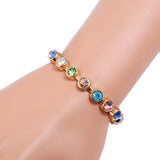 Zinc Alloy Colorful Rhinestone Rose Gold Beads Bracelet