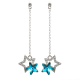 Fashion Blue Purple Stars Dangle Earring Crystal Rhinestones