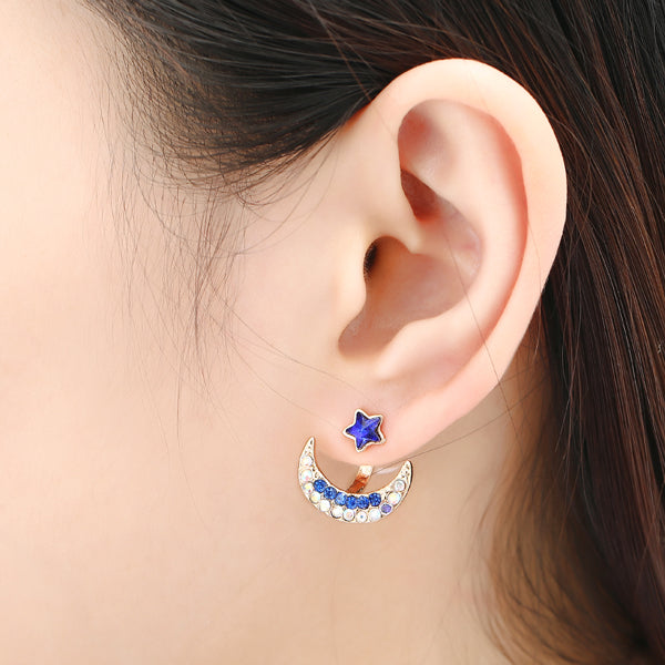 Moon Star Earrings Sweet Rhinestone Women Gift