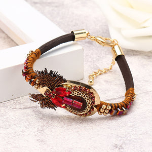 Bohemian Bracelet Luxury Gold Plated Leather Bangle Women Boho Jewelry Unique Gift