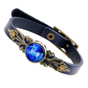 Unisex Twelve Constellations Leather Adjustable Bracelet