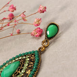 Bohemian Rhinestone Water Drop Pendant Ear Stud Piercing Earrings Clothing Accessories for Women 