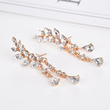 Sweet Leaf Rhinestone Tassel Crytral Earrings for Women