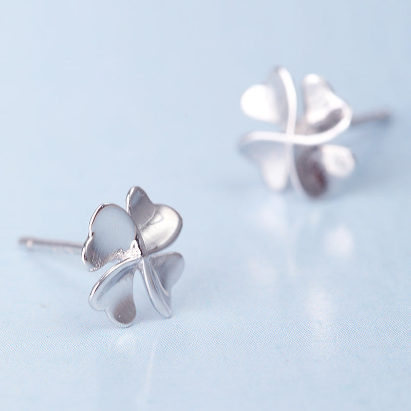 925 Sterling Silver Sweet Lucky Flower Earrings For Women