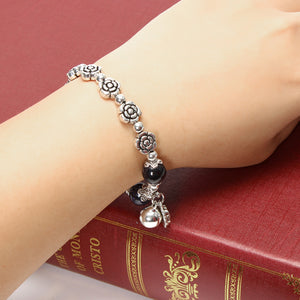 Silver Crystal Rose Simple Pendant Bead Bracelets For women