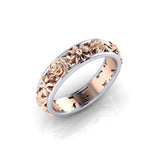 Sweet Rose Gold Flower Hollow Engagement Ring Wedding Ring