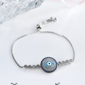 Unisex Jewelry Unique Blue Evil Eye Zircon Adjustable Charm Bracelet  